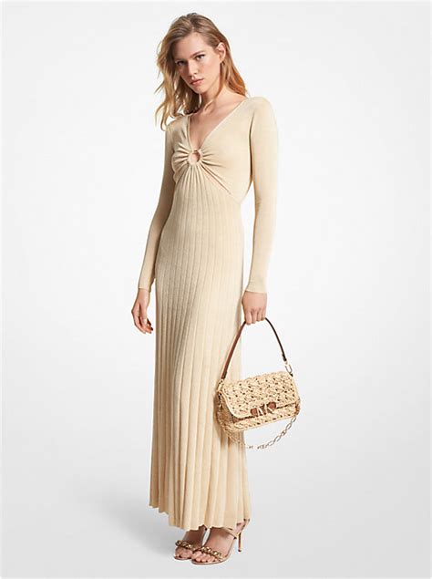 Metallic Stretch Knit Ring Maxi Dress 